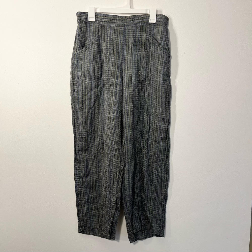 Flax 100% Linen Wide Leg Pants in Grey, Blue, Yellow, Green Thread Size Medium